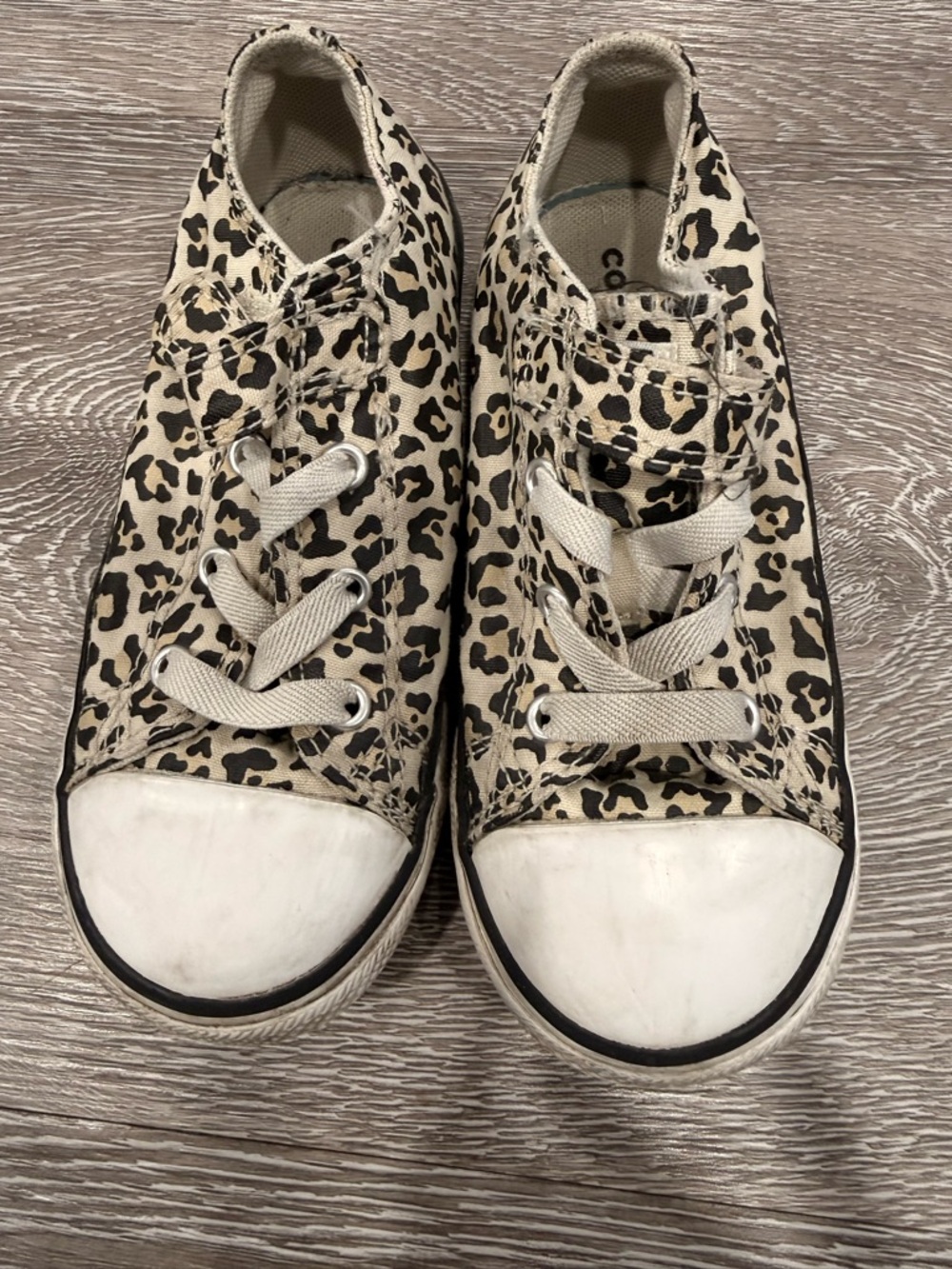 Converse Kids Leopard Print Canvas Sneakers - Cream/Black